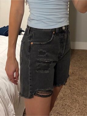 Levi's Black Distressed Jean Shorts